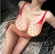 Women's Red High Stretch Fishnet Bodysuit Lingerie - 4
