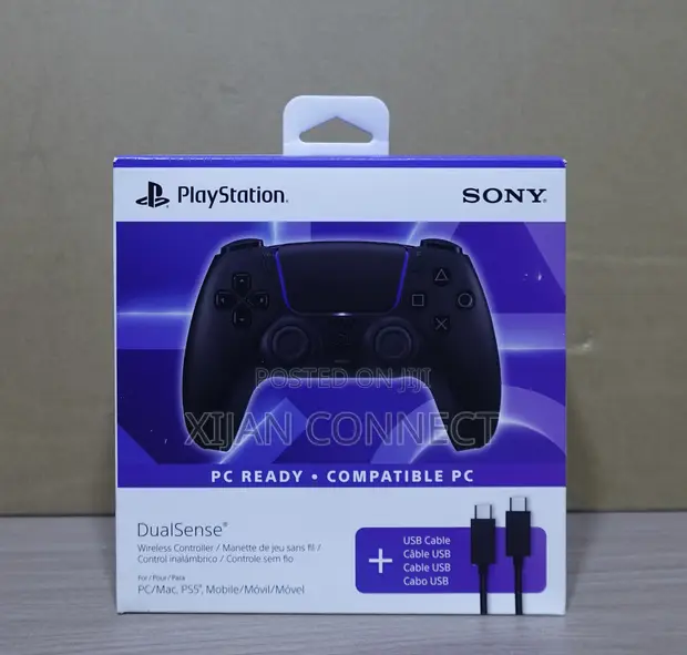 Sony PS5 DualSense Wireless Controller - Midnight Black + USB Cable - 1