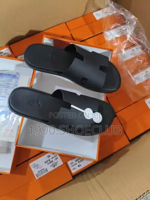 Men's Hermes Quality Leather Slides