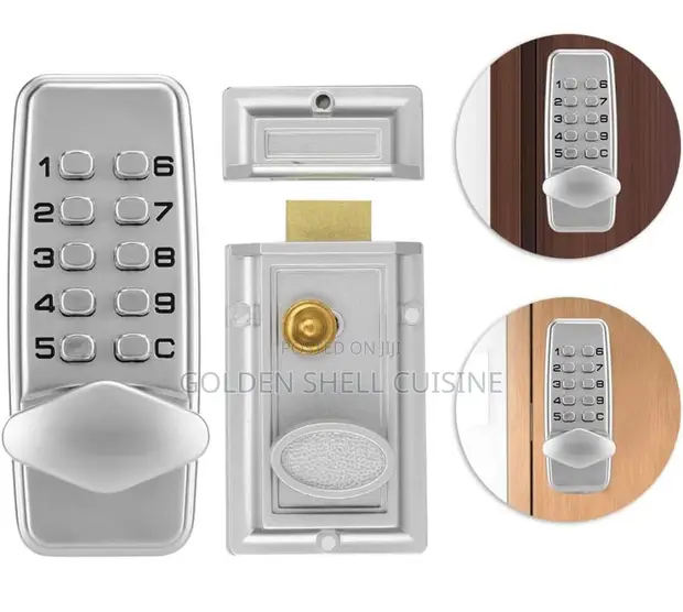 Mechanical Keyless Combination Keypad Rim Latch Door Lock Set - 1