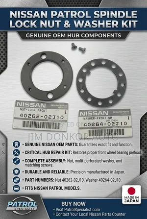 Genuine Nissan Patrol Spindle Lock Nut & Washer Kit