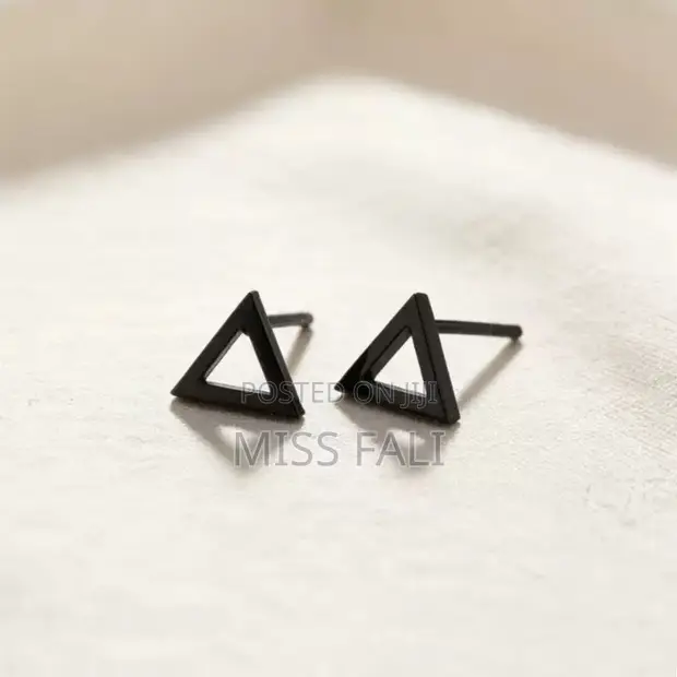 Black Edge Triangle Studs - 1