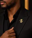 Sculpted Lapel Brooch - Gold-Tone - 3