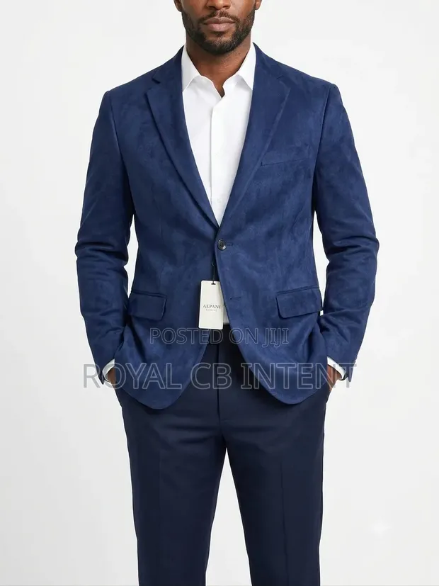 Alfani Navy Blue Suede Ceremonial Jacket - Men's US 36 - 1