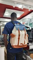 Genuine Leather Backpack - Multicolor - 2