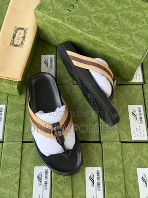 Gucci Thong Slides - Green/Red Stripe