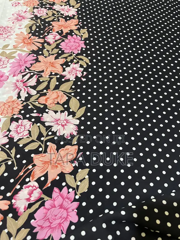 Polka Dot and Floral Chiffon Fabric - 1