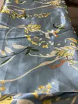 Blue Botanical Satin Material - 3 Yards - 1