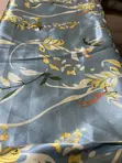 Blue Botanical Satin Material - 3 Yards - 3