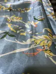 Blue Botanical Satin Material - 3 Yards - 4