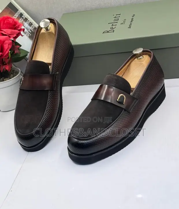 Berluti Brown Mixed-Texture Leather & Suede Loafers - 1