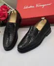 Salvatore Ferragamo Black Leather Loafers - Snake Pattern - 3
