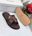 Boss Brown Leather Crocodile-Embossed Slides - 3