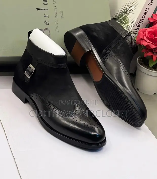 Berluti Black Leather & Suede Men's Dress Boots - 1