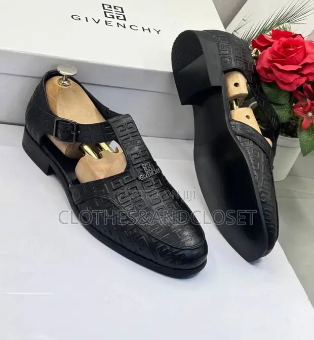 Givenchy Black Embossed Leather Monk-Strap Shoe-Sandals - 1