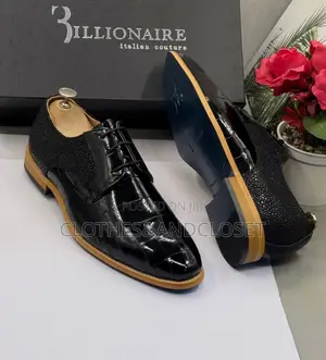 Billionaire Men's Formal Dress Shoes - Black Leather Oxfords