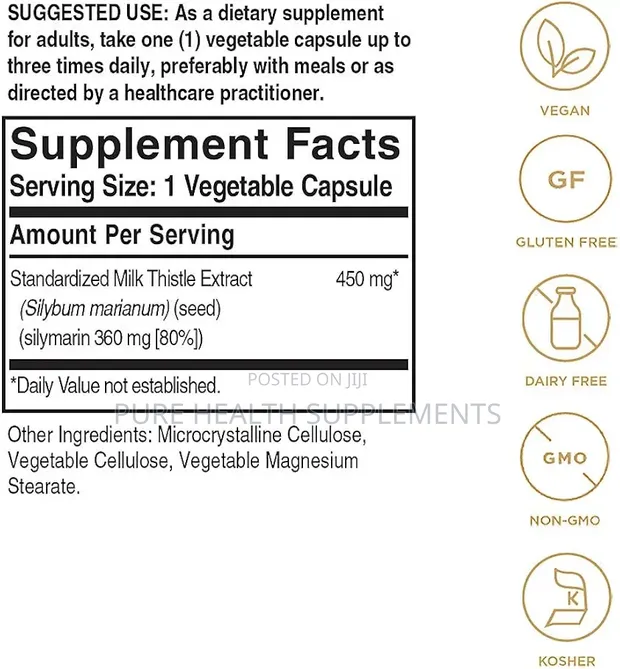 Solgar Milk Thistle 450mg (360mg Silymarin) Liver Health, 100 Veg Caps - 1