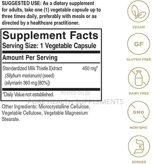 Solgar Milk Thistle 450mg (360mg Silymarin) Liver Health, 100 Veg Caps