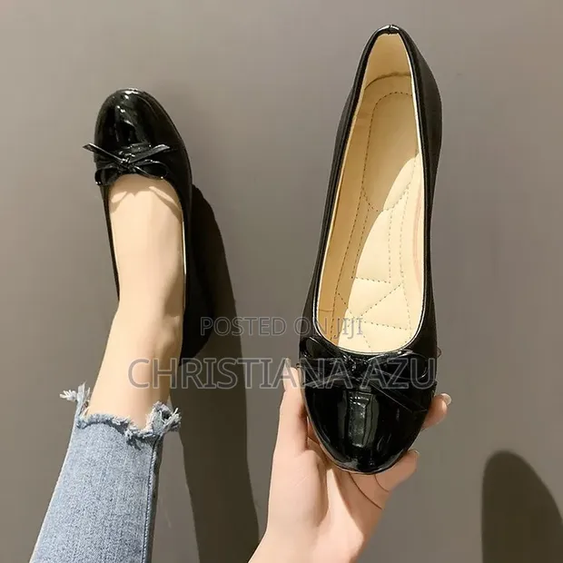 Cinak Ladies Black Leather Flat Shoes - Size 42 - 1