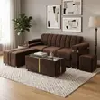 Brown Luxury Fabric 3-in-One Sofa Set - 2