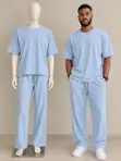 Men's 2-Piece Casual Lounge Set - Light Blue - 2