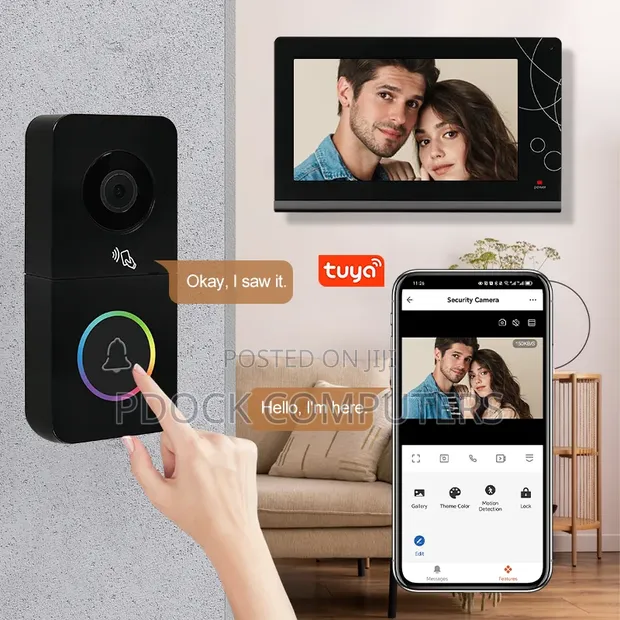 Tuya 7" Wireless Touch Screen Villa Video Intercom Home Security Kit - 1