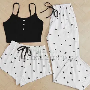 3 PCs Women's Luxury Lounge Wear/Pajamas Set