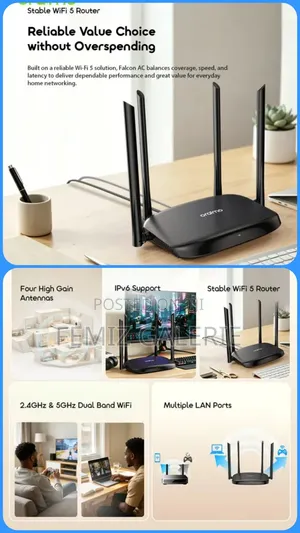 Oraimo Falcon AC Dual Band WiFi 5 Router (2.4G + 5G)