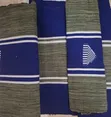 Northern Ghanaian Woven Fabric - Olive Green, White & Navy - 1