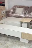 Luxury Coffee Table & TV Stand Set - White/Natural Wood - 1
