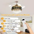 Luxury Crystal Fan Light with Remote Control - 3