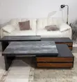 Luxury Black Natural Wood TV Stand & Coffee Table Set - 2