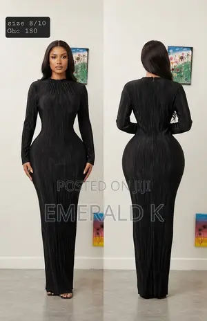 Long Shimmery Black Dress with Side Slit