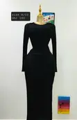 Long Shimmery Black Dress with Side Slit - 2