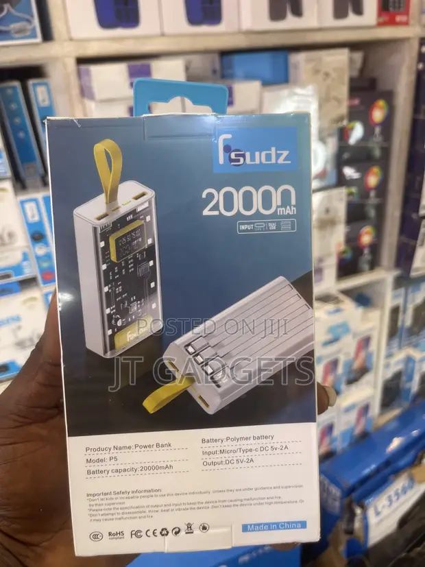 Fsudz P5 20000mAh Power Bank with Built-in Cables - 1