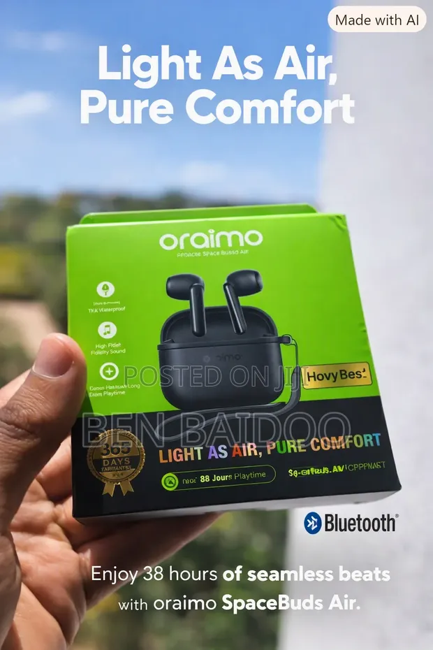 Oraimo Spacebuds Air+ Wireless Earbuds (Black) - 1