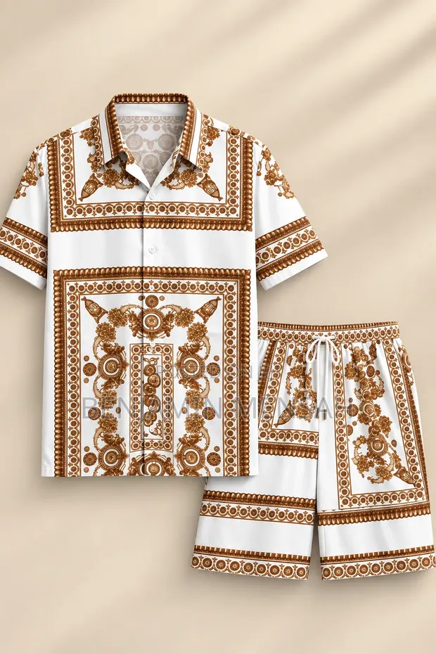 Men's Printed Shirt & Shorts Matching Set - 1