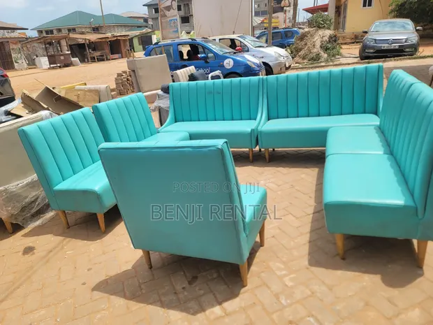 Modern Vintage 7-Seater Teal Channel Sofa Set - 1
