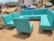 Modern Vintage 7-Seater Teal Channel Sofa Set - 1