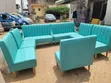Modern Vintage 7-Seater Teal Channel Sofa Set - 3