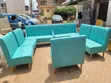 Modern Vintage 7-Seater Teal Channel Sofa Set - 4