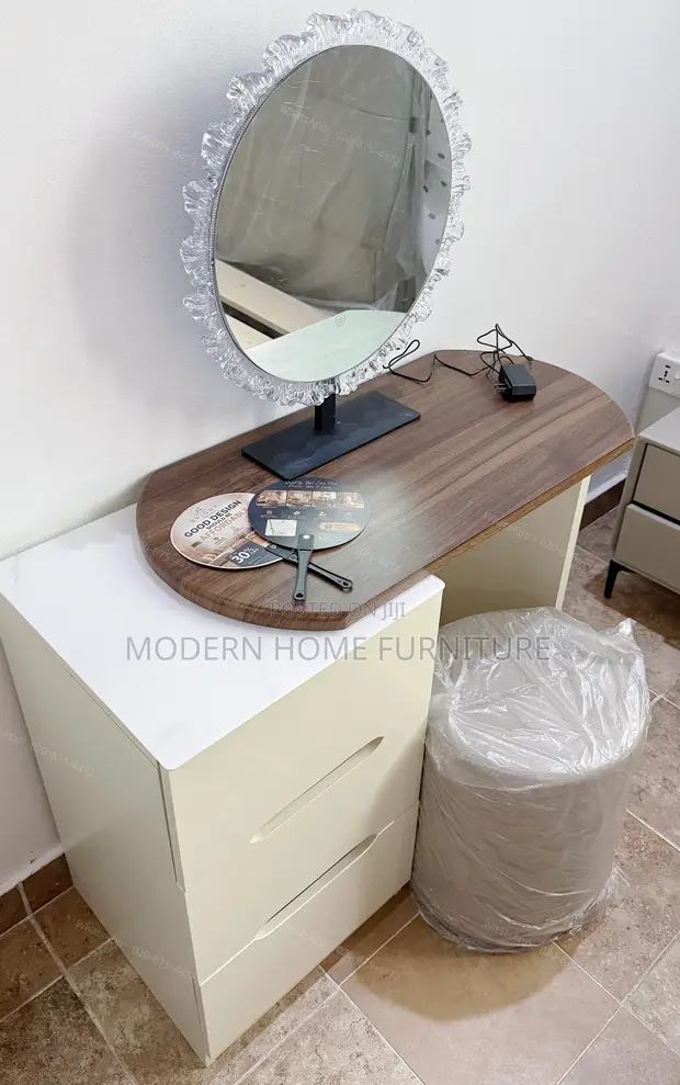 Modern Dressing Table Set with LED Mirror & Chair - 1