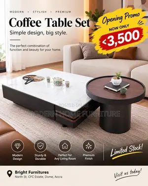 Modern Coffee Table Set | Imported | Under GH₵3,500