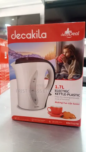 Decakila 1.7L Electric Kettle - White Plastic