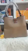 Pure Leather Shoulder Tote Brown Handbag - 1