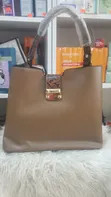 Pure Leather Shoulder Tote Brown Handbag - 2