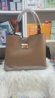 Pure Leather Shoulder Tote Brown Handbag - 3