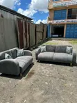 Modern Grey Fabric Sofa Set - 2
