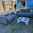 Modern Grey Fabric Sofa Set - 3