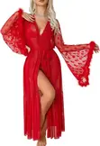 Oplxuo Sexy Sheer Mesh Robe - Multi Heart Print - 1